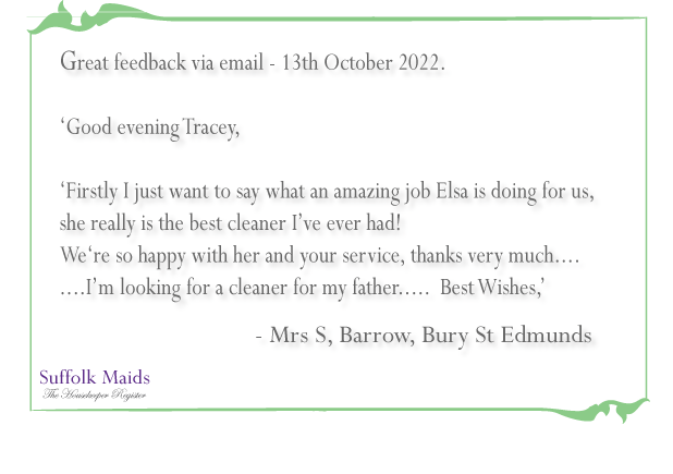 Happy Suffolk Maids customers sharing positive feedback about trusted home cleaning services in Suffolk.